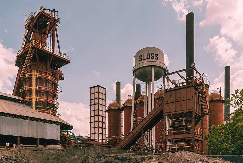 View of the Sloss Furnace, a historic iron furnace in Birmingham, Alabama, one of the state's most haunted spots.