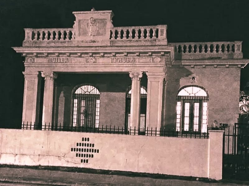 Villa Paula, Miami's first Cuban Consulate, shines brightly at night.