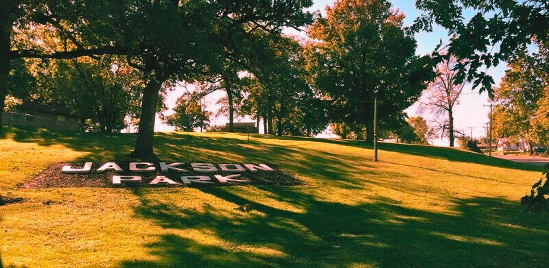 Jackson Park in Atchison, Kansas, known for its haunted Molly's Hollow, where eerie screams and more are reported.