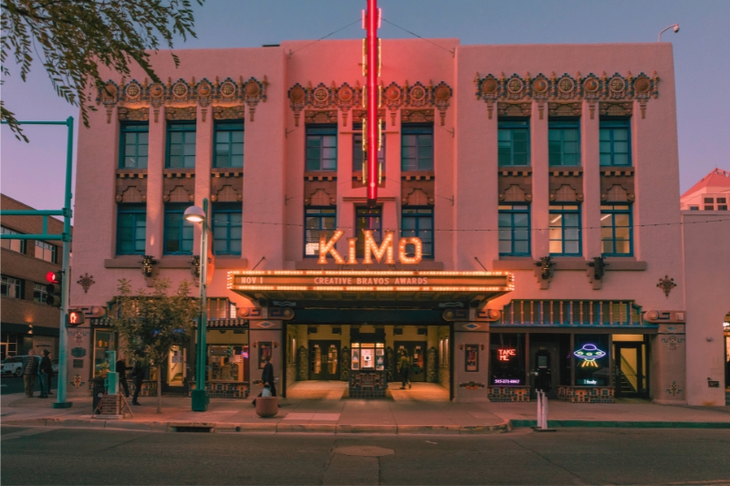 The KiMo Theatre in Albuquerque, New Mexico, a historic Pueblo Deco venue, known for its haunting tales since 1927, is one of the most haunted places in New Mexico.
