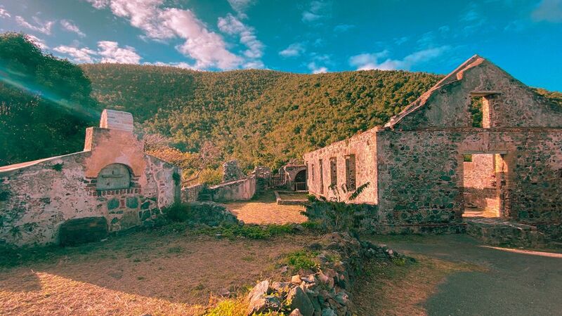 Ruins of the Annaberg Sugar Mill in St. John, U.S. Virgin Islands—built in 1796, thrived in the 1840s, and abandoned by 1876. Now a historic site often listed among haunted places in the Virgin Islands.