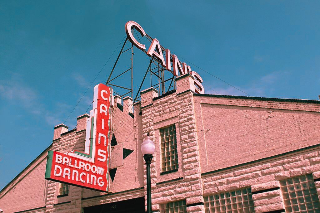 Exterior of a building with a sign saying "Cain's."